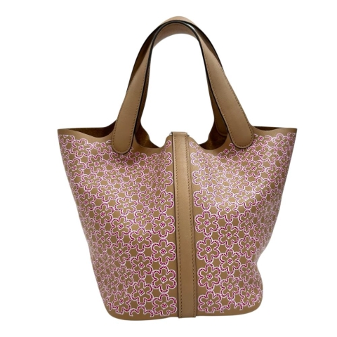 【HERMES/エルメス】 ピコタンロックPM ラッキーデイジー ハンドバッグ レザー ブラウン/ピンク レディース【中古】【真子質店】【BL】【MaMoTx】