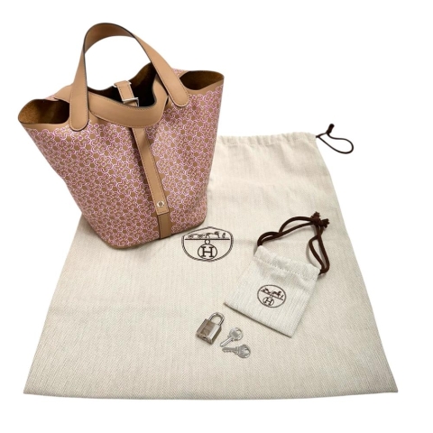 【HERMES/エルメス】 ピコタンロックPM ラッキーデイジー ハンドバッグ レザー ブラウン/ピンク レディース【中古】【真子質店】【BL】【MaMoTx】