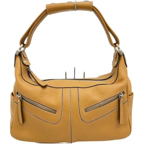 【TOD’S/トッズ】 ドライビング ワンショルダー ショルダーバッグ レザー ベージュ/シルバー金具 レディース【中古】【真子質店】【BL】【IDMa】