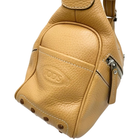 【TOD’S/トッズ】 ドライビング ワンショルダー ショルダーバッグ レザー ベージュ/シルバー金具 レディース【中古】【真子質店】【BL】【IDMa】