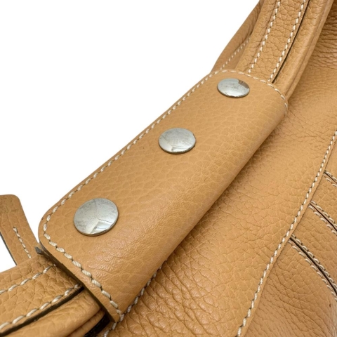 【TOD’S/トッズ】 ドライビング ワンショルダー ショルダーバッグ レザー ベージュ/シルバー金具 レディース【中古】【真子質店】【BL】【IDMa】