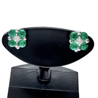 エメラルド 計0.24×2ct ダイヤモンド 0.02×2ct ピアス Pt900プラチナ 1.4g レディース【中古】【真子質店】【NN】【DKMa】