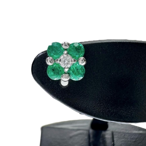 エメラルド 計0.24×2ct ダイヤモンド 0.02×2ct ピアス Pt900プラチナ 1.4g レディース【中古】【真子質店】【NN】【DKMa】