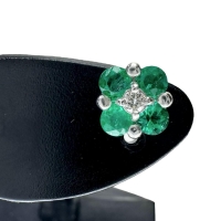 エメラルド 計0.24×2ct ダイヤモンド 0.02×2ct ピアス Pt900プラチナ 1.4g レディース【中古】【真子質店】【NN】【DKMa】