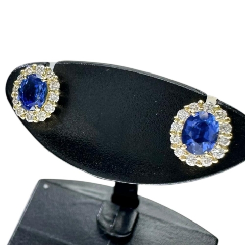 サファイア 0.28×2ct ダイヤモンド 計0.08×2ct ピアス K18ゴールド 18金 1.1g レディース【中古】【真子質店】【NN】【MaSY】