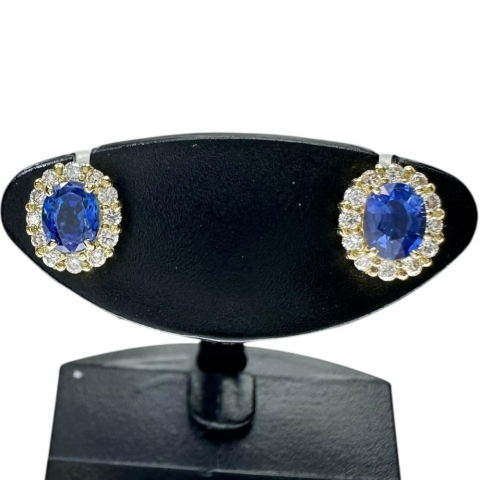 サファイア 0.28×2ct ダイヤモンド 計0.08×2ct ピアス K18ゴールド 18金 1.1g レディース【中古】【真子質店】【NN】【MaSY】