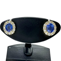 サファイア 0.28×2ct ダイヤモンド 計0.08×2ct ピアス K18ゴールド 18金 1.1g レディース【中古】【真子質店】【NN】【MaSY】