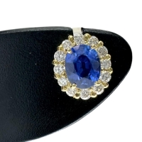 サファイア 0.28×2ct ダイヤモンド 計0.08×2ct ピアス K18ゴールド 18金 1.1g レディース【中古】【真子質店】【NN】【MaSY】