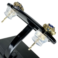 サファイア 0.28×2ct ダイヤモンド 計0.08×2ct ピアス K18ゴールド 18金 1.1g レディース【中古】【真子質店】【NN】【MaSY】