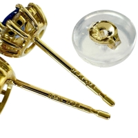 サファイア 0.28×2ct ダイヤモンド 計0.08×2ct ピアス K18ゴールド 18金 1.1g レディース【中古】【真子質店】【NN】【MaSY】