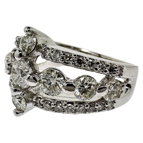 12号 ダイヤモンド 計1.70ct リング・指輪 K18WGホワイトゴールド 18金 7.9g レディース【中古】【真子質店】【NN】【IDMax】