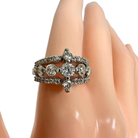12号 ダイヤモンド 計1.70ct リング・指輪 K18WGホワイトゴールド 18金 7.9g レディース【中古】【真子質店】【NN】【IDMax】