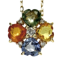 マルチカラーサファイア 1.22ct ダイヤモンド 0.05ct ネックレス K18ゴールド 18金 1.8g 40cm レディース【中古】【真子質店】【NN】【MaYMa】
