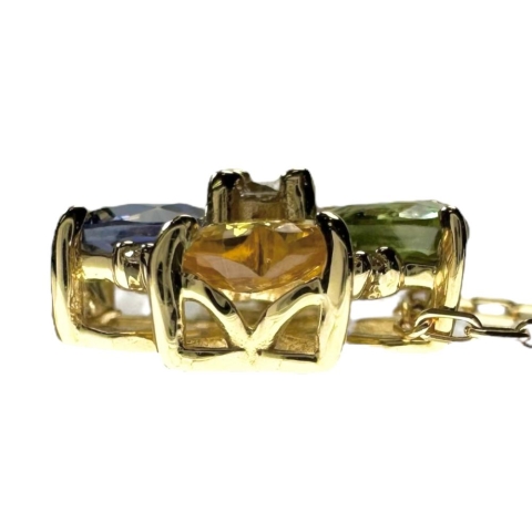 マルチカラーサファイア 1.22ct ダイヤモンド 0.05ct ネックレス K18ゴールド 18金 1.8g 40cm レディース【中古】【真子質店】【NN】【MaYMa】