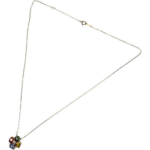 マルチカラーサファイア 1.22ct ダイヤモンド 0.05ct ネックレス K18ゴールド 18金 1.8g 40cm レディース【中古】【真子質店】【NN】【MaYMa】