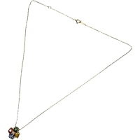 マルチカラーサファイア 1.22ct ダイヤモンド 0.05ct ネックレス K18ゴールド 18金 1.8g 40cm レディース【中古】【真子質店】【NN】【MaYMa】
