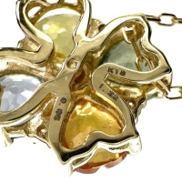 マルチカラーサファイア 1.22ct ダイヤモンド 0.05ct ネックレス K18ゴールド 18金 1.8g 40cm レディース【中古】【真子質店】【NN】【MaYMa】