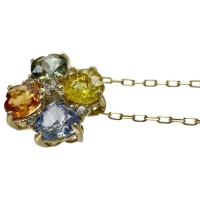 マルチカラーサファイア 1.18ct ダイヤモンド 0.05ct ネックレス K18ゴールド 18金 1.8g 40cm レディース【中古】【真子質店】【NN】【MaYMa】