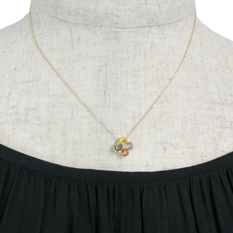 マルチカラーサファイア 1.18ct ダイヤモンド 0.05ct ネックレス K18ゴールド 18金 1.8g 40cm レディース【中古】【真子質店】【NN】【MaYMa】