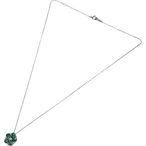 エメラルド 0.74ct ダイヤモンド 0.15ct ネックレス Pt900プラチナ/Pt850プラチナ 2.1g 40cm レディース【中古】【真子質店】【NN】【MaMiMo】
