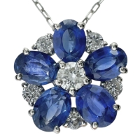 サファイア 1.03ct ダイヤモンド 0.15ct ネックレス Pt900プラチナ/Pt850プラチナ 2.2g 40cm レディース【中古】【真子質店】【NN】【MaYMa】