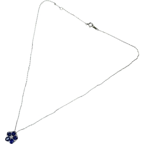 サファイア 1.03ct ダイヤモンド 0.15ct ネックレス Pt900プラチナ/Pt850プラチナ 2.2g 40cm レディース【中古】【真子質店】【NN】【MaYMa】