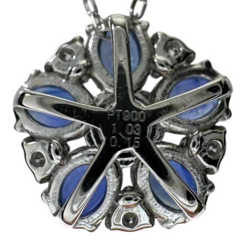 サファイア 1.03ct ダイヤモンド 0.15ct ネックレス Pt900プラチナ/Pt850プラチナ 2.2g 40cm レディース【中古】【真子質店】【NN】【MaYMa】