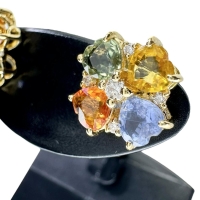 マルチカラーサファイア 計1.18/計1.25ct ダイヤモンド 計0.05×2ct ピアス K18ゴールド 18金 2.4g レディース【中古】【真子質店】【NN】【MoKT】