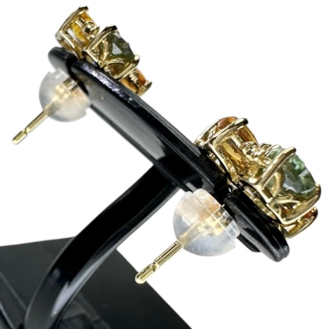 マルチカラーサファイア 計1.18/計1.25ct ダイヤモンド 計0.05×2ct ピアス K18ゴールド 18金 2.4g レディース【中古】【真子質店】【NN】【MoKT】