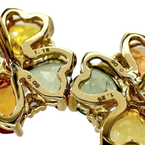 マルチカラーサファイア 計1.18/計1.25ct ダイヤモンド 計0.05×2ct ピアス K18ゴールド 18金 2.4g レディース【中古】【真子質店】【NN】【MoKT】