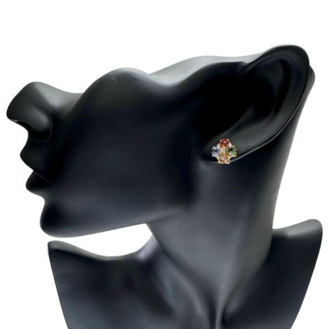 マルチカラーサファイア 計1.18/計1.25ct ダイヤモンド 計0.05×2ct ピアス K18ゴールド 18金 2.4g レディース【中古】【真子質店】【NN】【MoKT】