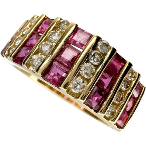 12.5号 ルビー 1.46ct ダイヤモンド 0.26ct リング・指輪 K18ゴールド 18金 4.3g レディース【中古】【真子質店】【NN】【YxMo】