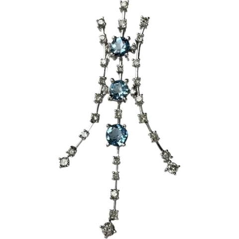 アクアマリン 0.45ct ダイヤモンド 0.55ct ペンダントトップ K18WGホワイトゴールド 18金 3.8g レディース【中古】【真子質店】【NN】【MoKT】