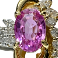 17号 ピンクサファイア 1.10ct ダイヤモンド 0.29ct リング・指輪 Pt900プラチナ/K18ゴールド 18金 7.5g レディース【中古】【真子質店】【NN】【KKx】
