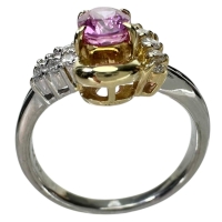 17号 ピンクサファイア 1.10ct ダイヤモンド 0.29ct リング・指輪 Pt900プラチナ/K18ゴールド 18金 7.5g レディース【中古】【真子質店】【NN】【KKx】