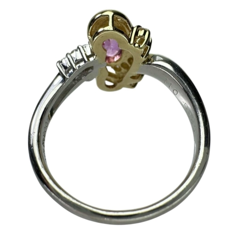17号 ピンクサファイア 1.10ct ダイヤモンド 0.29ct リング・指輪 Pt900プラチナ/K18ゴールド 18金 7.5g レディース【中古】【真子質店】【NN】【KKx】