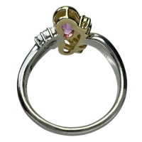 17号 ピンクサファイア 1.10ct ダイヤモンド 0.29ct リング・指輪 Pt900プラチナ/K18ゴールド 18金 7.5g レディース【中古】【真子質店】【NN】【KKx】