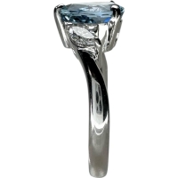12号 サンタマリアカラーアクアマリン 1.25ct ダイヤモンド 0.32ct リング・指輪 Pt900プラチナ 5.6g レディース【中古】【真子質店】【NN】【IxDMo】