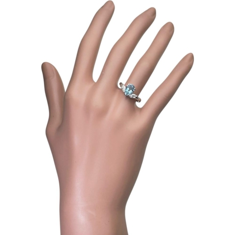 12号 サンタマリアカラーアクアマリン 1.25ct ダイヤモンド 0.32ct リング・指輪 Pt900プラチナ 5.6g レディース【中古】【真子質店】【NN】【IxDMo】