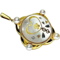 【MIKIMOTO/ミキモト】 ピクウェ/象嵌 シェル 真珠3.5-4.0ｍｍ ペンダントトップ シェル/K18ゴールド 18金 6.3g レディース【中古】【真子質店】【GD】【SSx】