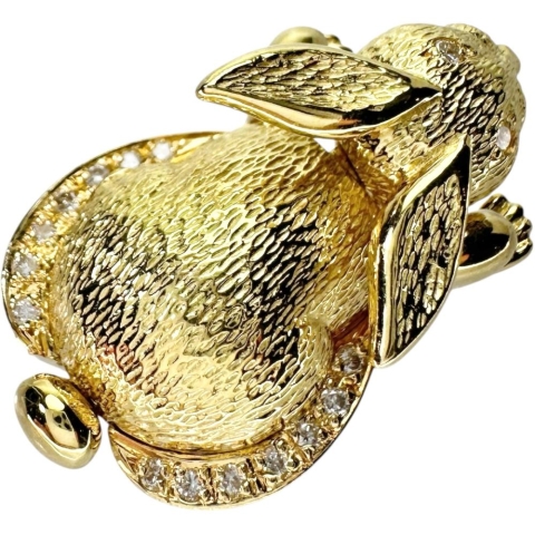 Ｋ18 うさぎモチーフペンダントトップ ウサギモチーフ うさぎ 兎 ダイヤモンド 0.12ct ペンダント