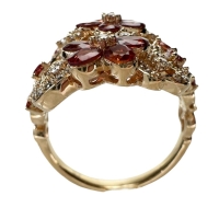 26号 フラワーデザイン オレンジサファイア 2.94ct ダイヤモンド 0.82ct リング・指輪 K18PGピンクゴールド 18金 13.2g レディース【中古】【真子質店】【NN】【ISTMo】