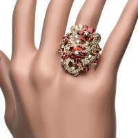26号 フラワーデザイン オレンジサファイア 2.94ct ダイヤモンド 0.82ct リング・指輪 K18PGピンクゴールド 18金 13.2g レディース【中古】【真子質店】【NN】【ISTMo】
