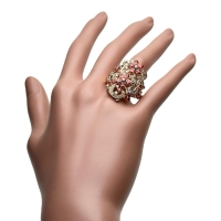 26号 フラワーデザイン オレンジサファイア 2.94ct ダイヤモンド 0.82ct リング・指輪 K18PGピンクゴールド 18金 13.2g レディース【中古】【真子質店】【NN】【ISTMo】