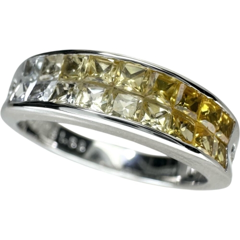 14.5号 グラデーションカラーサファイア 1.53ct ダイヤモンド 0.04ct リング・指輪 K18WGホワイトゴールド 18金 4.8g レディース【中古】【真子質店】【NN】【YxMo】