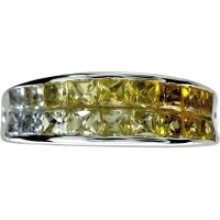 14.5号 グラデーションカラーサファイア 1.53ct ダイヤモンド 0.04ct リング・指輪 K18WGホワイトゴールド 18金 4.8g レディース【中古】【真子質店】【NN】【YxMo】