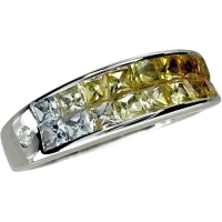 14.5号 グラデーションカラーサファイア 1.53ct ダイヤモンド 0.04ct リング・指輪 K18WGホワイトゴールド 18金 4.8g レディース【中古】【真子質店】【NN】【YxMo】