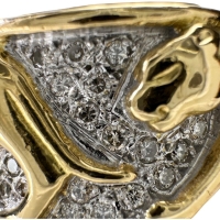 12号 ヒョウ3頭デザイン ダイヤモンド 0.46ct リング・指輪 K18YGイエローゴールド 18金/K18WGホワイトゴールド 18金 12.9g レディース【中古】【真子質店】【NN】【IYYI】