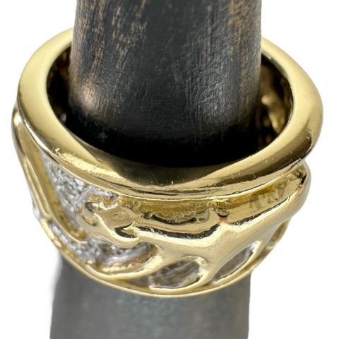 12号 ヒョウ3頭デザイン ダイヤモンド 0.46ct リング・指輪 K18YGイエローゴールド 18金/K18WGホワイトゴールド 18金 12.9g レディース【中古】【真子質店】【NN】【IYYI】