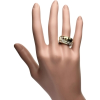 12号 ヒョウ3頭デザイン ダイヤモンド 0.46ct リング・指輪 K18YGイエローゴールド 18金/K18WGホワイトゴールド 18金 12.9g レディース【中古】【真子質店】【NN】【IYYI】